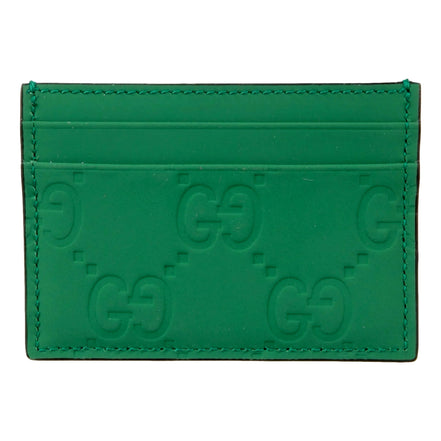 Gucci GG Leather Rubber Effect Green Card Holder Wallet