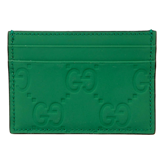 Gucci GG Leather Rubber Effect Green Card Holder Wallet