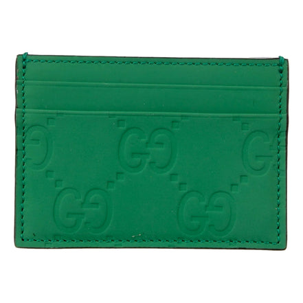 Gucci GG Leather Rubber Effect Green Card Holder Wallet
