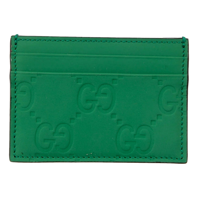 Gucci GG Leather Rubber Effect Green Card Holder Wallet