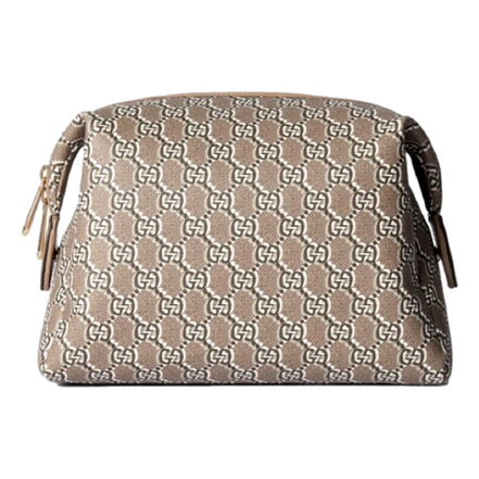 Gucci GG Shadow Beige Brown Large Cosmetic Pouch - available at Queen Bee of Beverly Hills. 