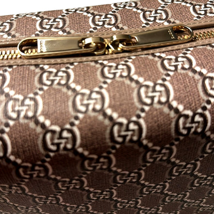 Gucci GG Shadow Beige Brown Large Cosmetic Pouch - available at Queen Bee of Beverly Hills.