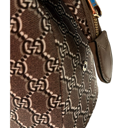Gucci GG Shadow Beige Brown Large Cosmetic Pouch - available at Queen Bee of Beverly Hills.