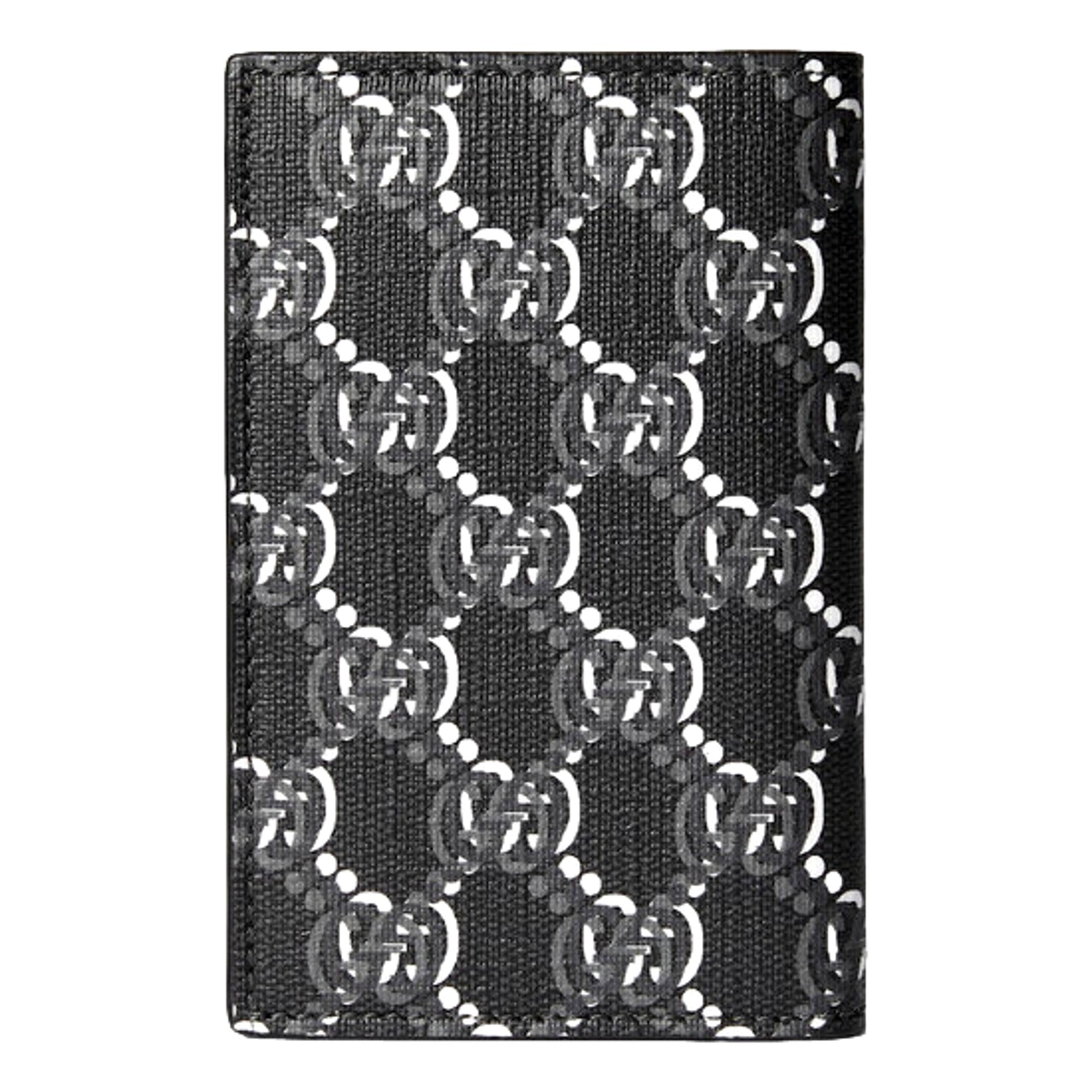 Gucci GG Shadow Black White Vertical Bifold Card Wallet