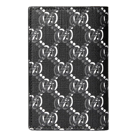 Gucci GG Shadow Black White Vertical Bifold Card Wallet