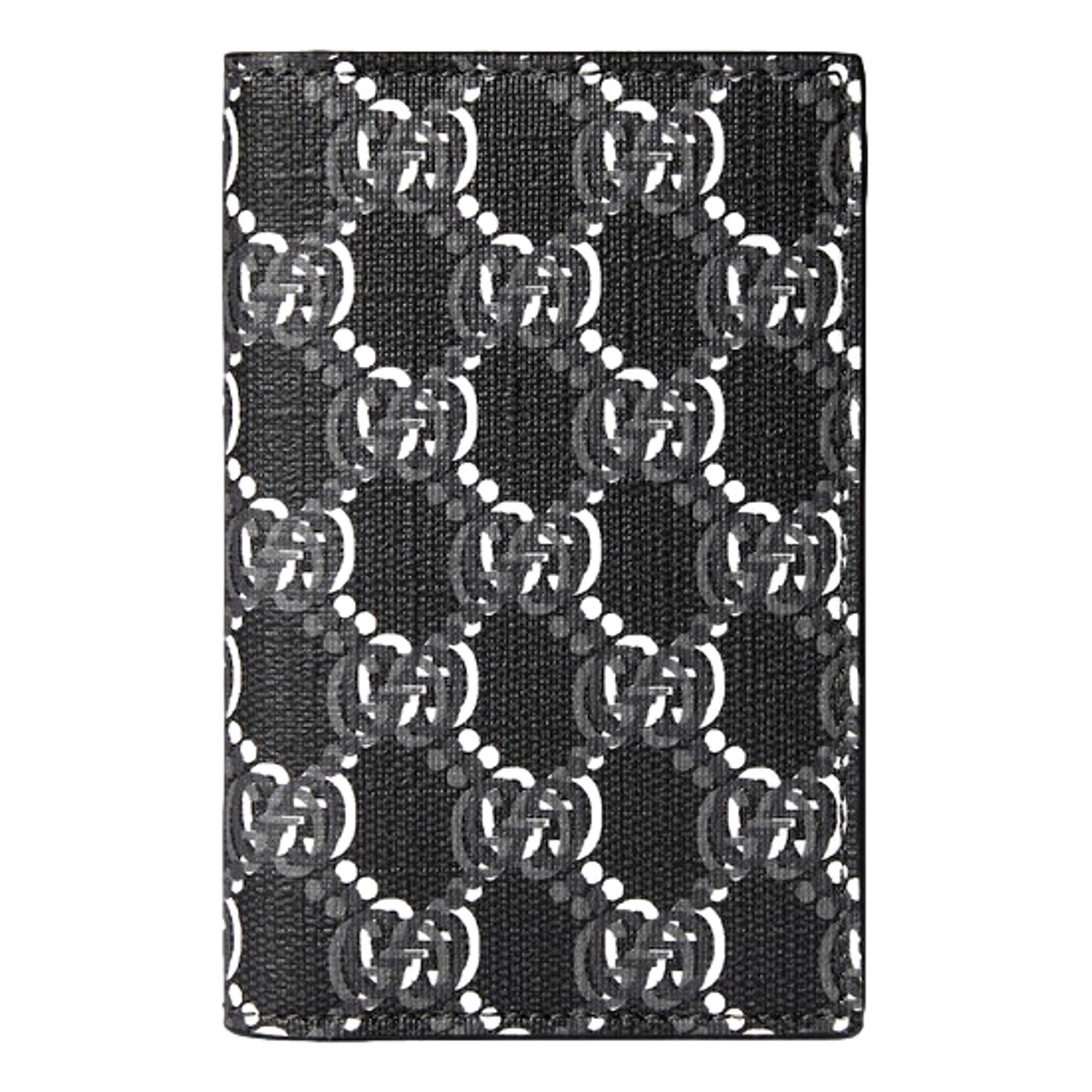 Gucci GG Shadow Black White Vertical Bifold Card Wallet
