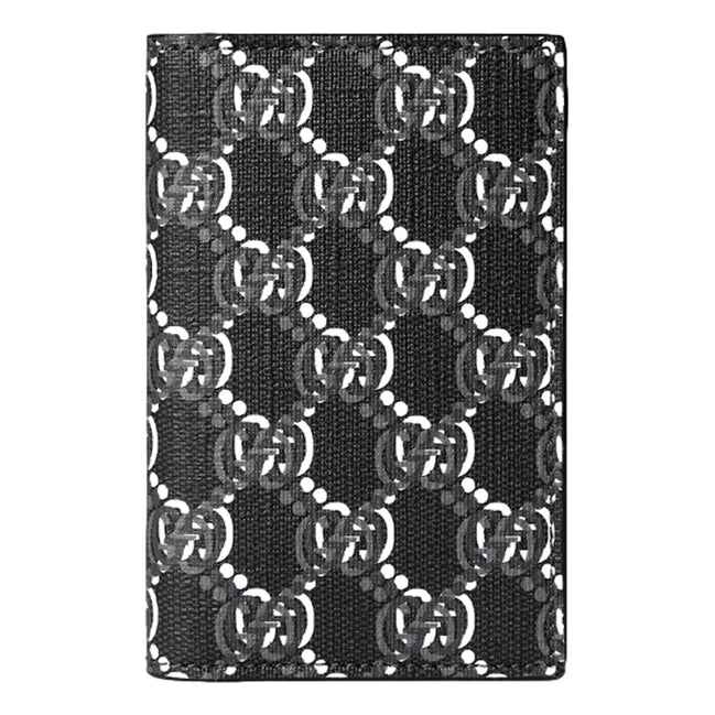 Gucci GG Shadow Black White Vertical Bifold Card Wallet