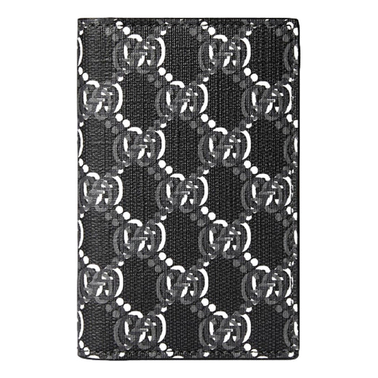 Gucci GG Shadow Black White Vertical Bifold Card Wallet