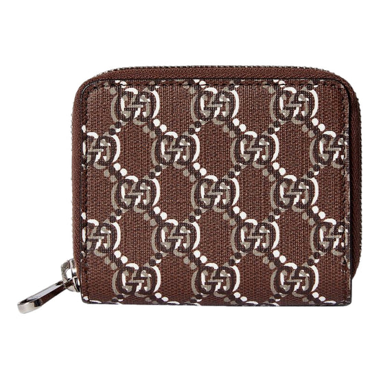 Gucci GG Shadow Brown Zip Around Small Card Wallet available at Queen Bee of Beverly Hills