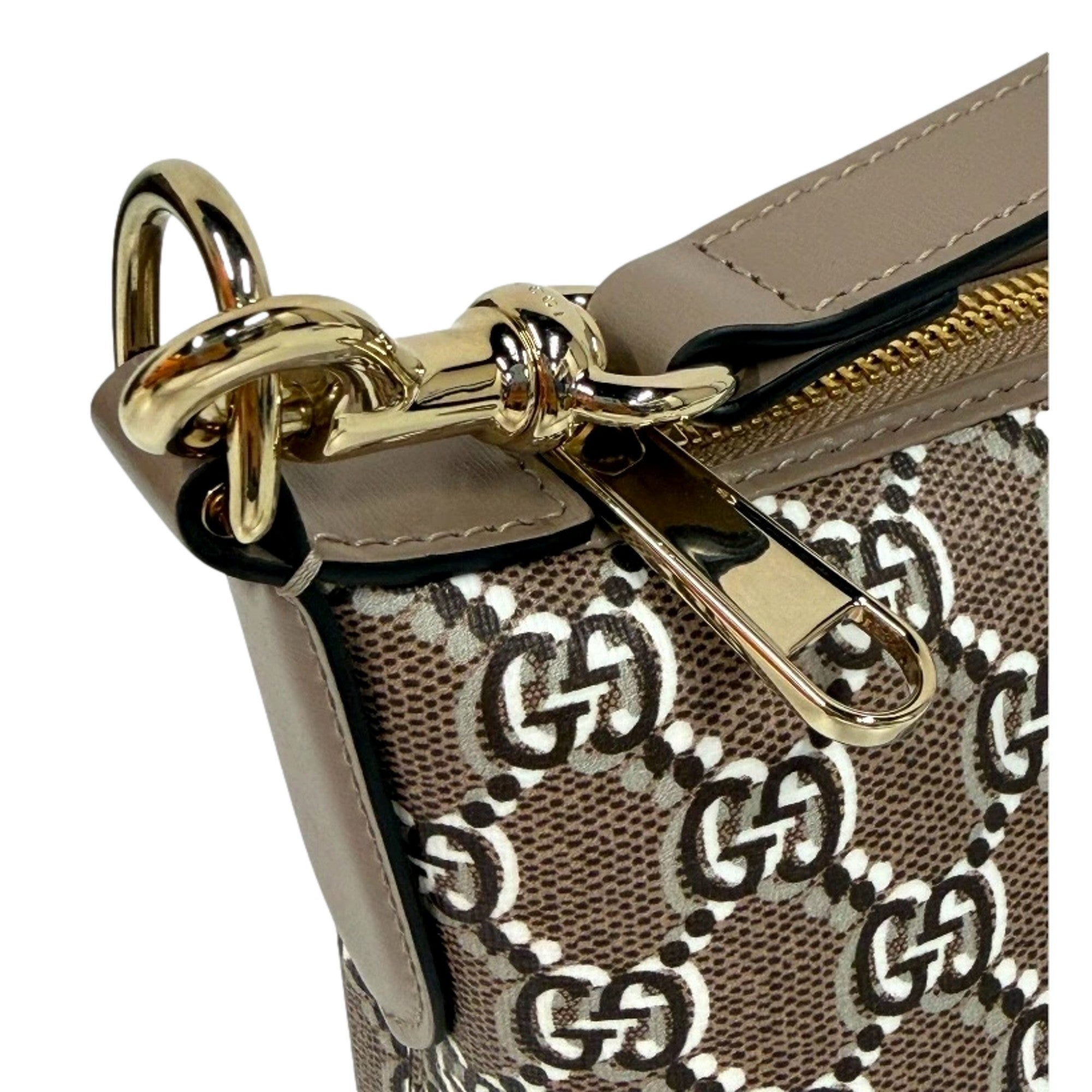 Gucci GG Shadow Monogram Canvas Beige Black Shoulder Bag available at Queen Bee of Beverly Hills