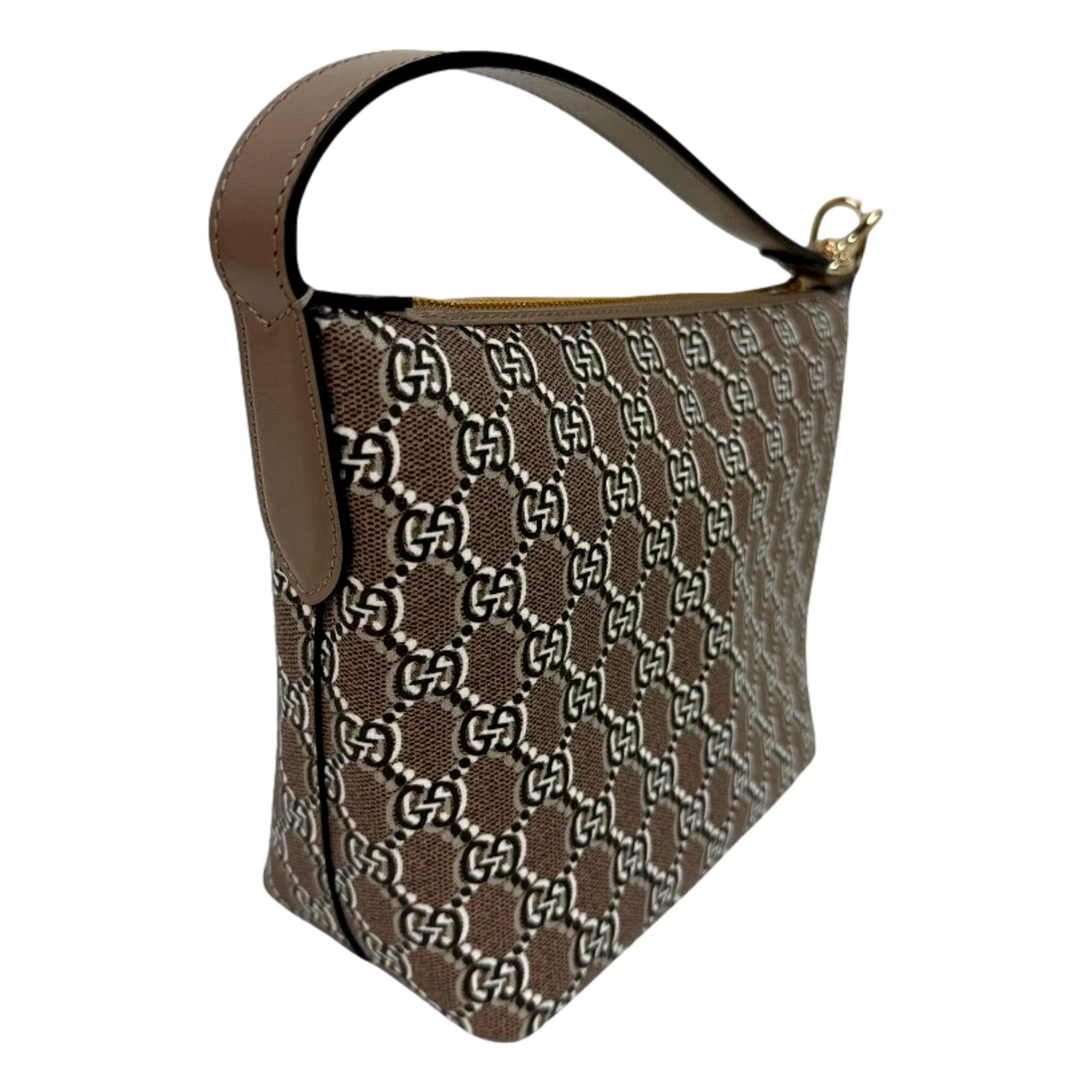 Gucci GG Shadow Monogram Canvas Beige Black Shoulder Bag available at Queen Bee of Beverly Hills