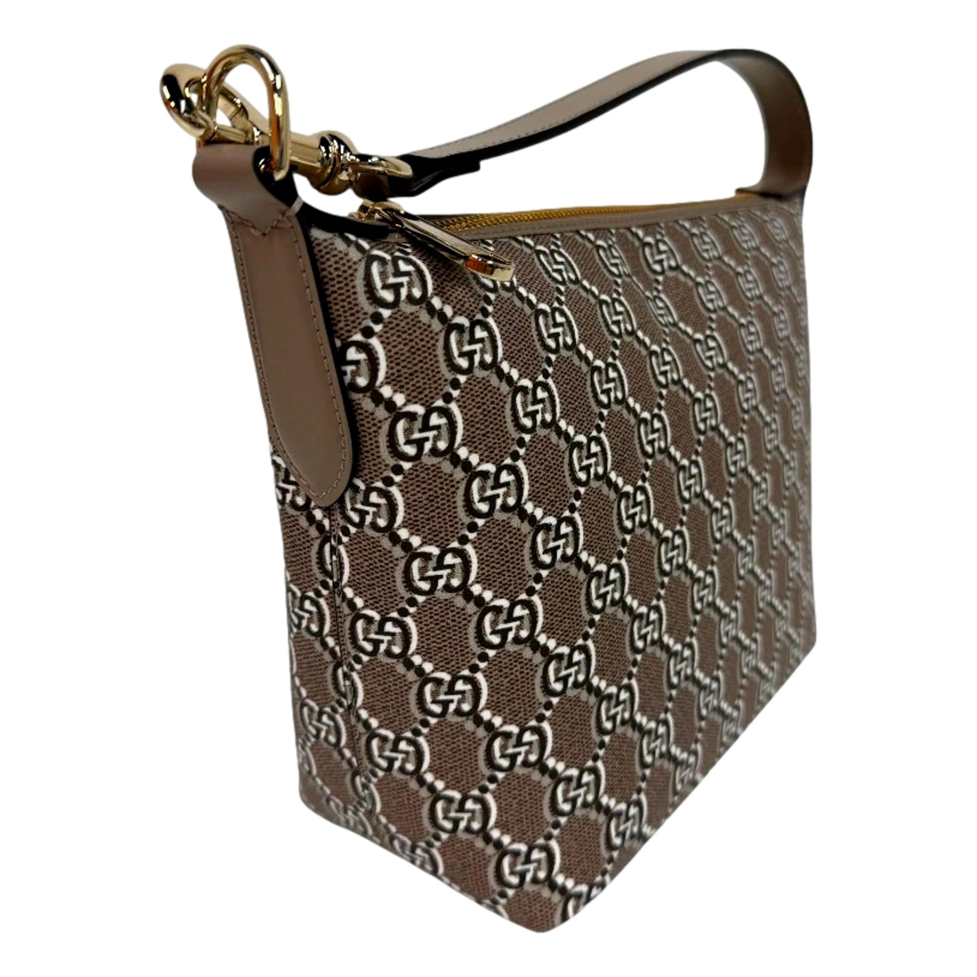 Gucci GG Shadow Monogram Canvas Beige Black Shoulder Bag available at Queen Bee of Beverly Hills