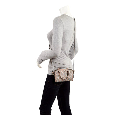 Gucci GG Shadow Monogram Canvas Leather Mini Bowler Bag Beige Black available at Queen Bee of Beverly Hills