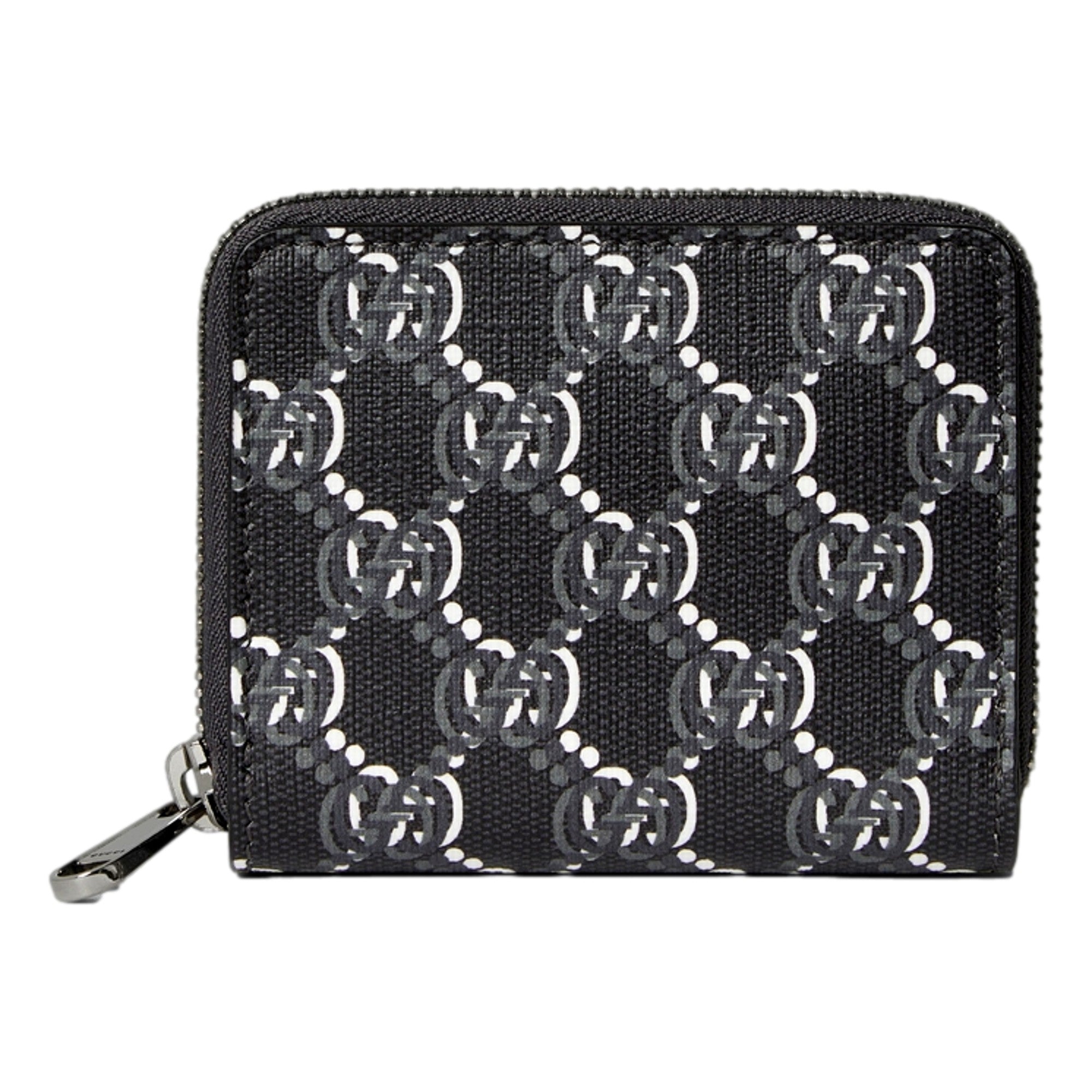 Gucci GG Shadow Black Canvas Zip Around Small Card Wallet sold at Queen Bee of Beverly Hills