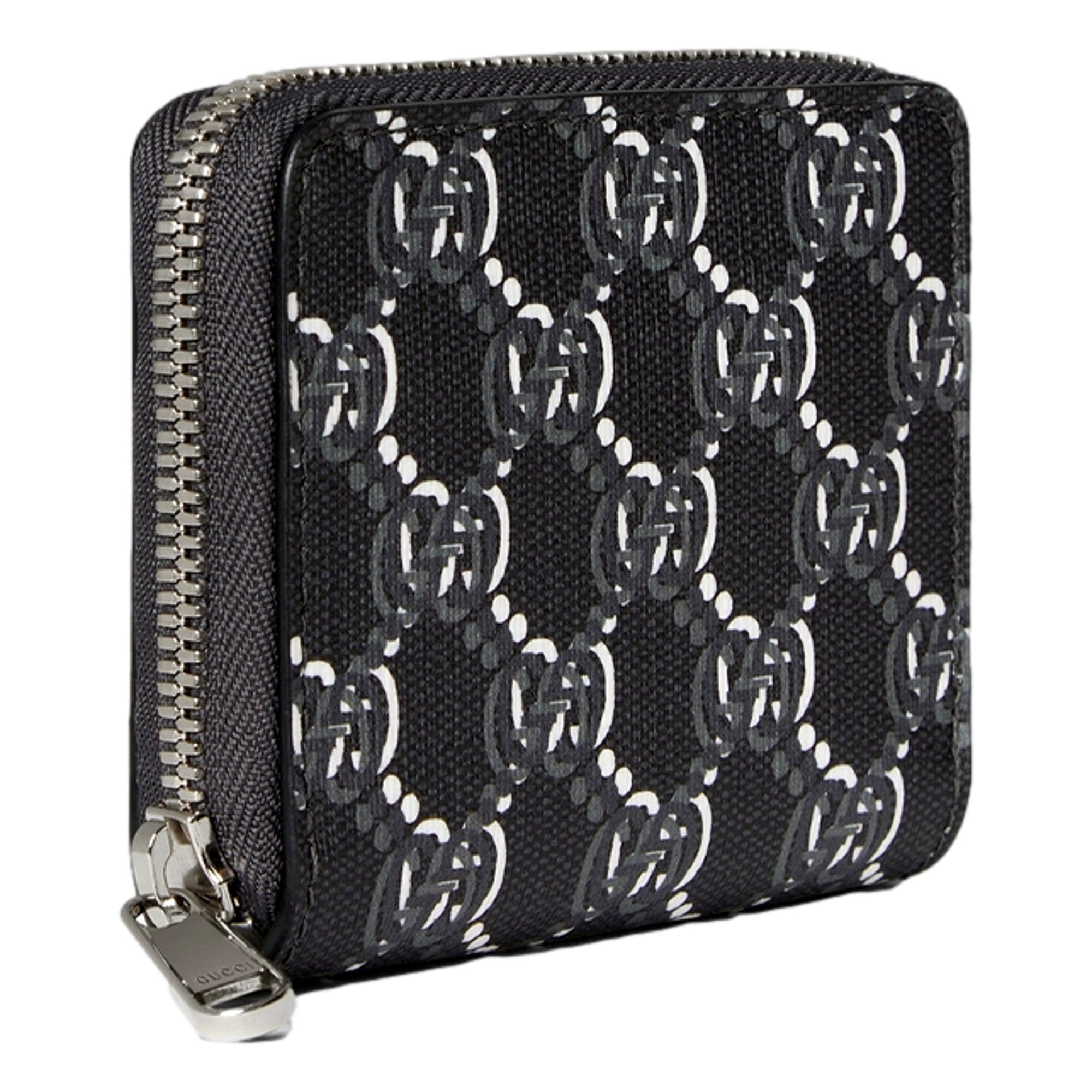Gucci GG Shadow Black Canvas Zip Around Small Card Wallet sold at Queen Bee of Beverly Hills