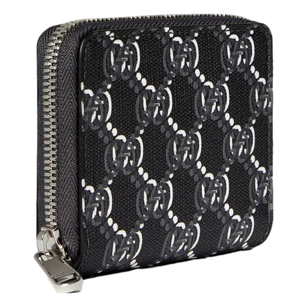 Gucci GG Shadow Black Canvas Zip Around Small Card Wallet sold at Queen Bee of Beverly Hills