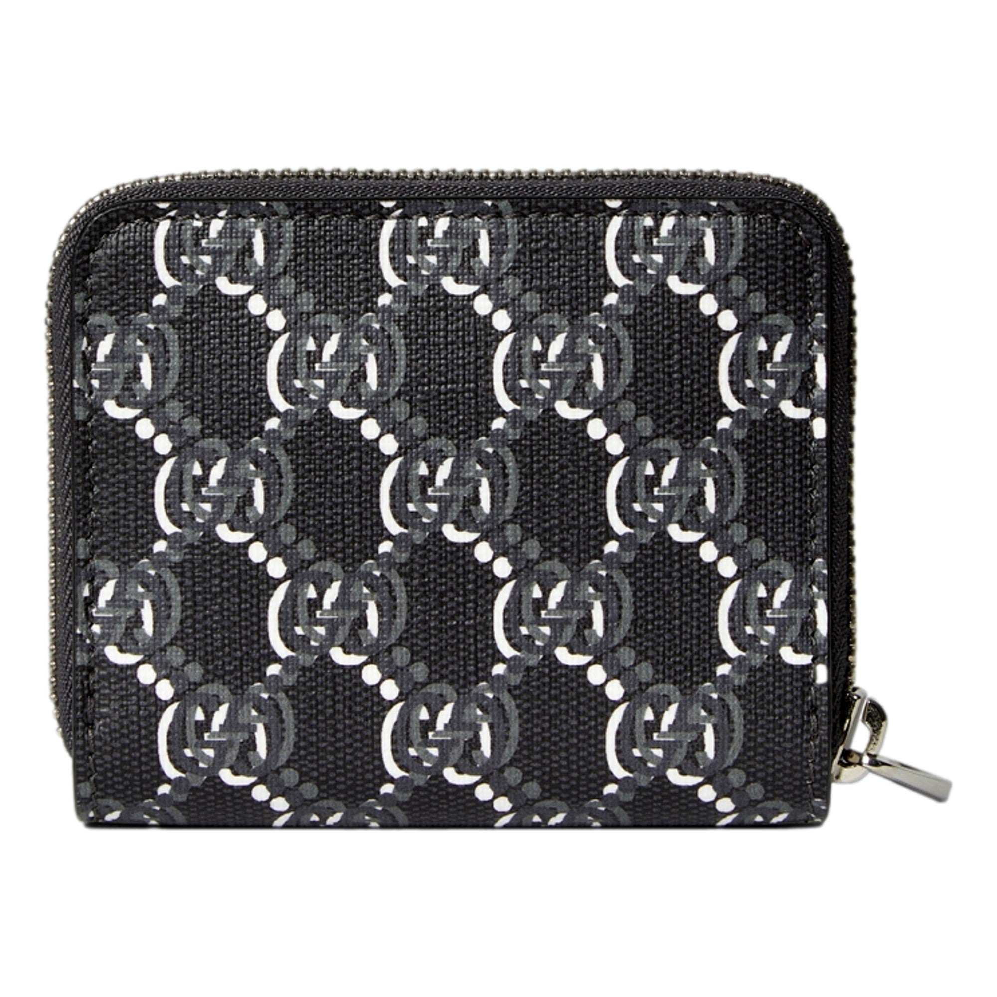 Gucci GG Shadow Black Canvas Zip Around Small Card Wallet sold at Queen Bee of Beverly Hills