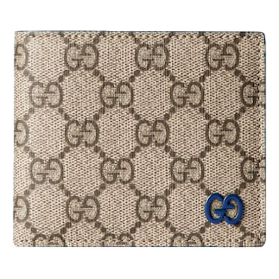 Gucci GG Supreme Coated Canvas Blue Emblem Coin Wallet Bifold