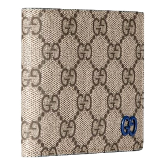 Gucci GG Supreme Coated Canvas Blue Emblem Coin Wallet Bifold