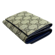 Gucci GG Supreme Coated Canvas Blue Emblem Trifold Double Flap Wallet