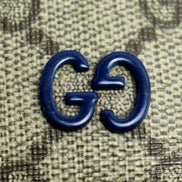 Gucci GG Supreme Coated Canvas Blue Emblem Trifold Double Flap Wallet