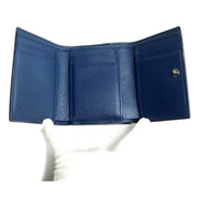 Gucci GG Supreme Coated Canvas Blue Emblem Trifold Double Flap Wallet