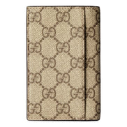 Gucci GG Supreme Canvas Beige Brown Leather Vertical Bifold Wallet sold at Queen Bee of Beverly Hills