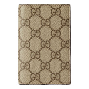 Gucci GG Supreme Canvas Beige Brown Leather Vertical Bifold Wallet sold at Queen Bee of Beverly Hills