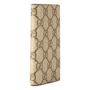 Gucci GG Supreme Canvas Beige Brown Leather Vertical Bifold Wallet sold at Queen Bee of Beverly Hills