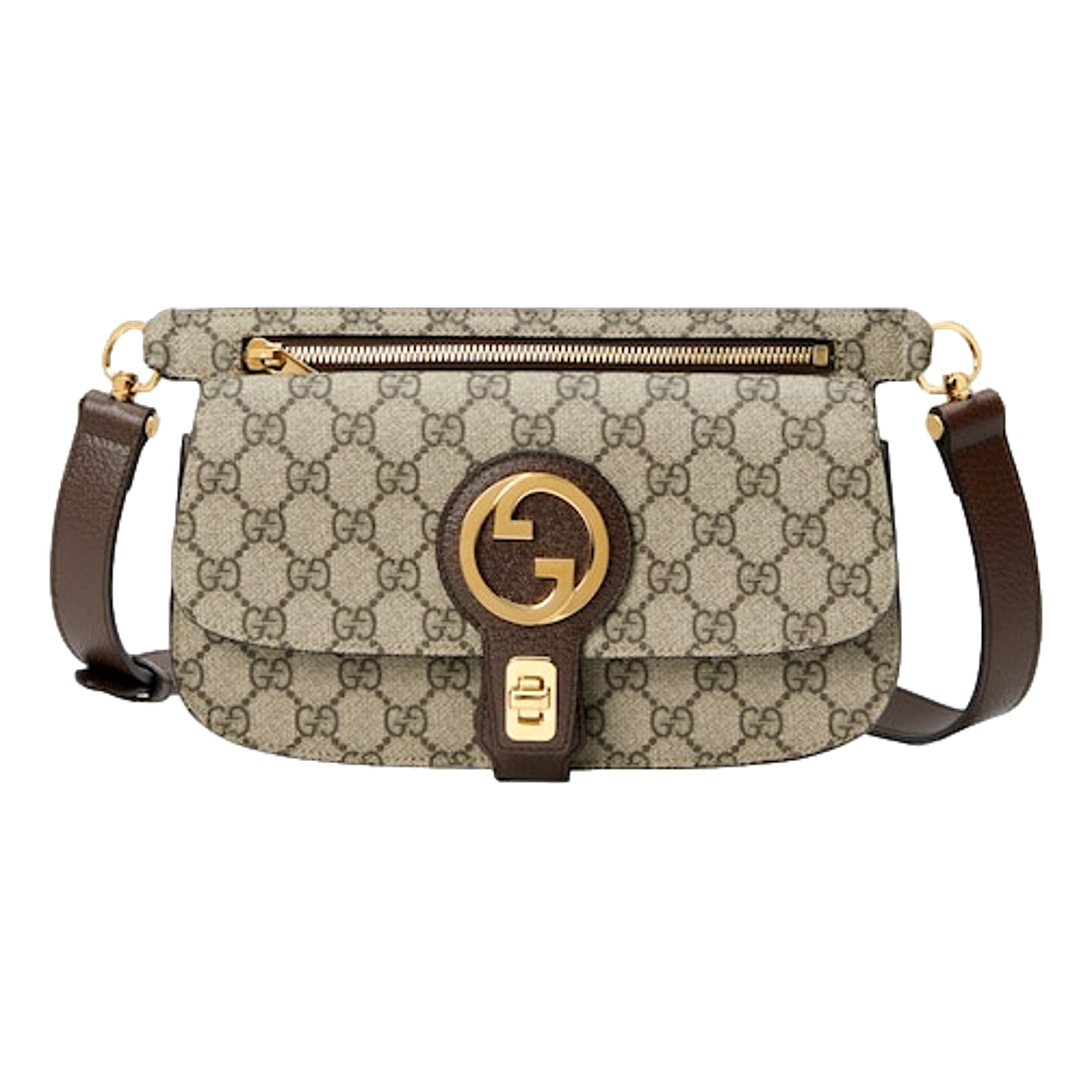 Gucci GG Supreme Blondie Canvas Belt Bag Brown Beige Size 110 available at Queen Bee of Beverly Hills