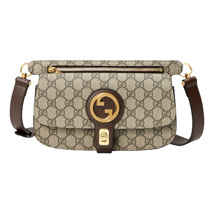 Gucci GG Supreme Blondie Canvas Belt Bag Brown Beige Size 110 available at Queen Bee of Beverly Hills