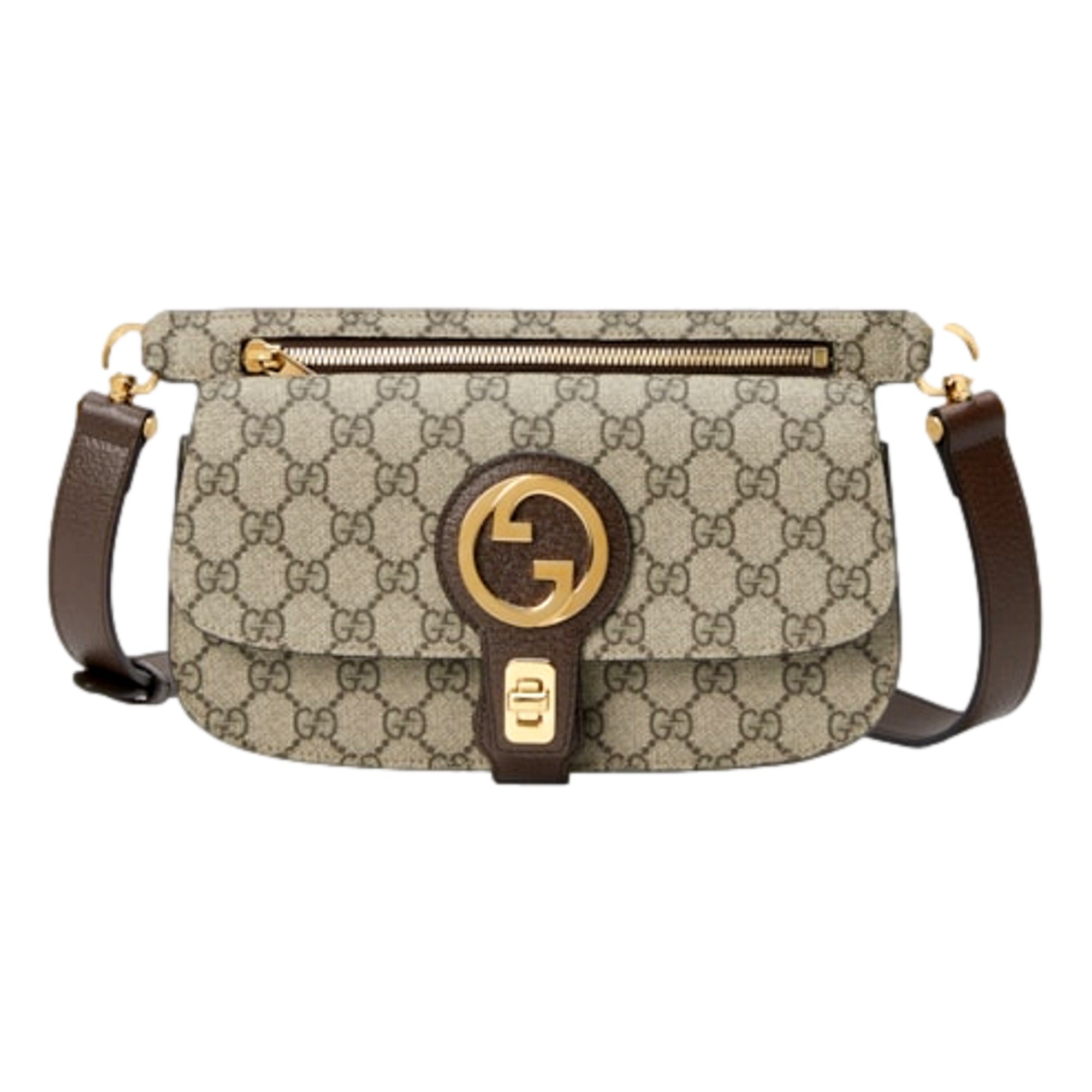 Gucci GG Supreme Blondie Canvas Belt Bag Brown Beige Size 110 available at Queen Bee of Beverly Hills