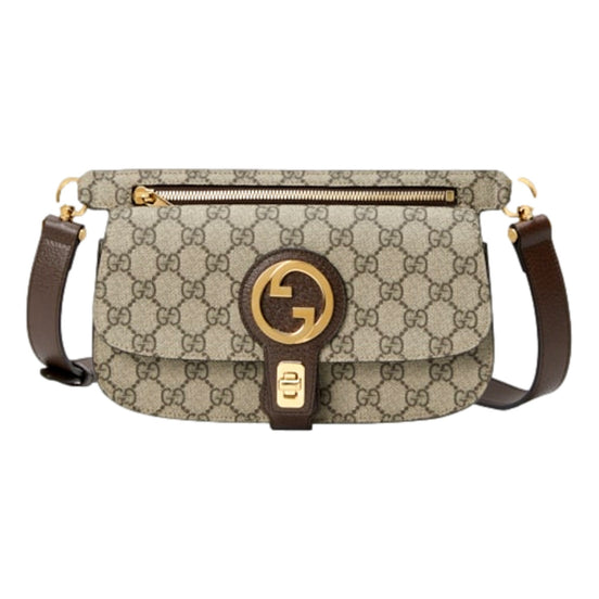 Gucci GG Supreme Blondie Canvas Belt Bag Brown Beige Size 110 available at Queen Bee of Beverly Hills