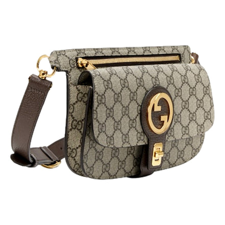 Gucci GG Supreme Blondie Canvas Belt Bag Brown Beige Size 110 available at Queen Bee of Beverly Hills