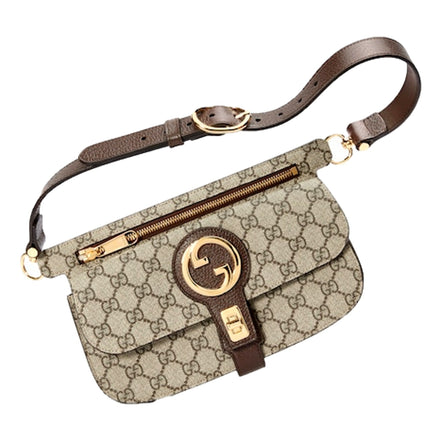 Gucci GG Supreme Blondie Canvas Belt Bag Brown Beige Size 110 available at Queen Bee of Beverly Hills