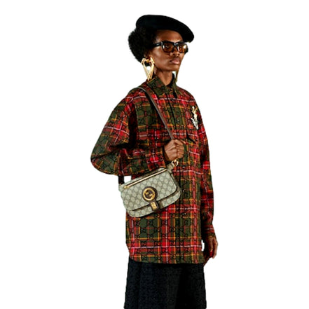 Gucci GG Supreme Blondie Canvas Belt Bag Brown Beige Size 110 available at Queen Bee of Beverly Hills