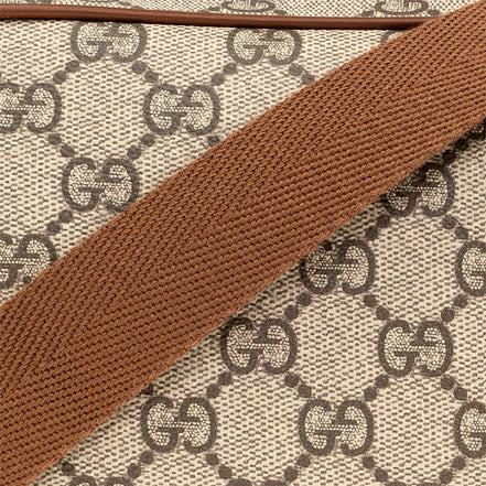 Gucci GG Supreme Canvas Brown Leather Camera Bag Crossbody - Available at Queen Bee of Beverly Hills