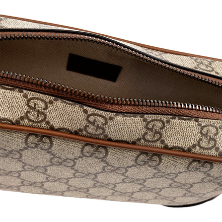 Gucci GG Supreme Canvas Brown Leather Camera Bag Crossbody - Available at Queen Bee of Beverly Hills