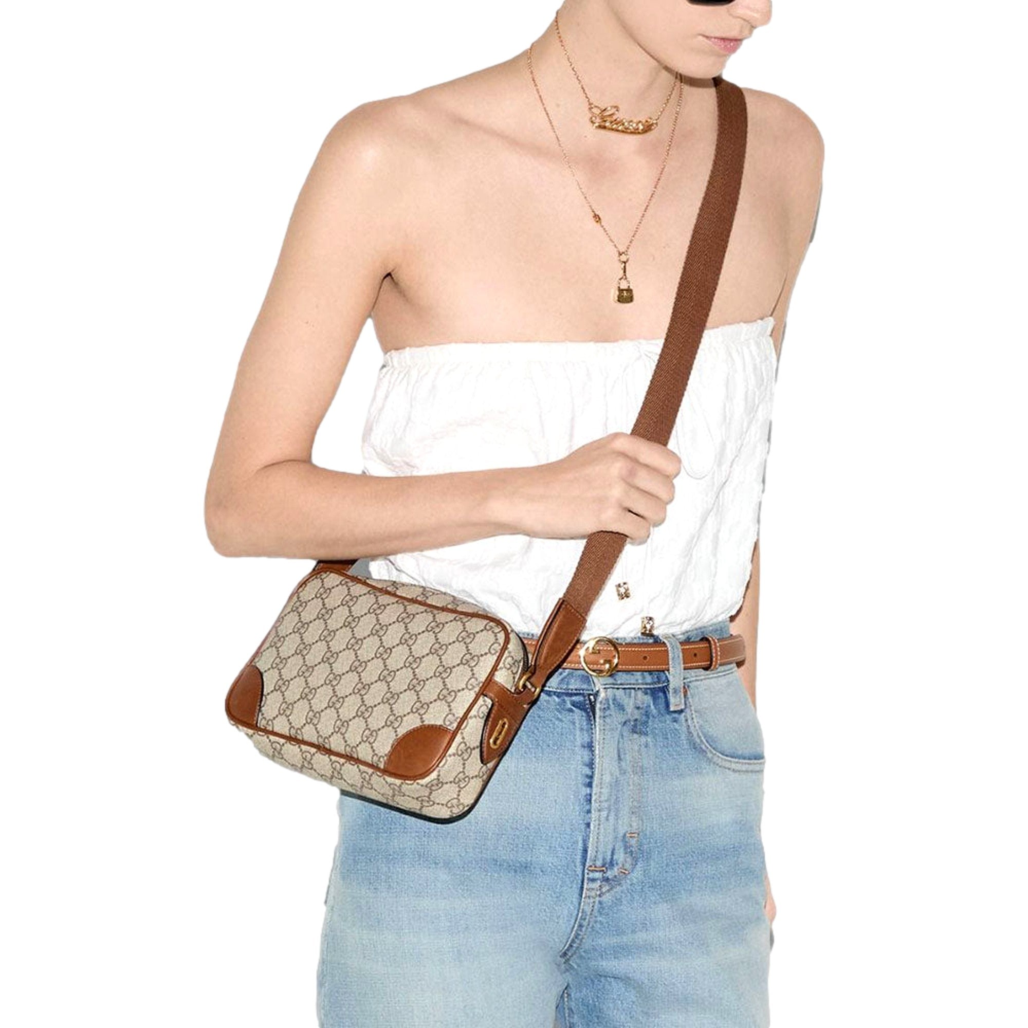 Gucci GG Supreme Canvas Brown Crossbody | Queen Bee of Beverly Hills
