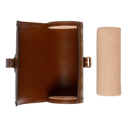 Gucci GG Supreme Canvas Leather Beige Brown Watch Case available at Queen Bee of Beverly Hills