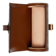Gucci GG Supreme Canvas Leather Beige Brown Watch Case available at Queen Bee of Beverly Hills
