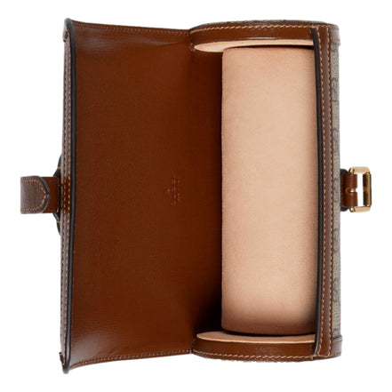 Gucci GG Supreme Canvas Leather Beige Brown Watch Case available at Queen Bee of Beverly Hills