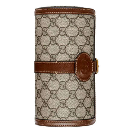 Gucci GG Supreme Canvas Leather Beige Brown Watch Case available at Queen Bee of Beverly Hills