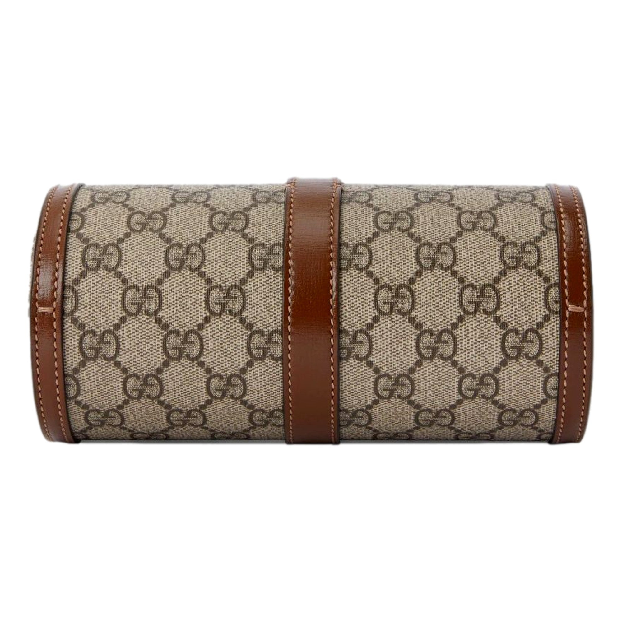 Gucci GG Supreme Canvas Leather Beige Brown Watch Case available at Queen Bee of Beverly Hills