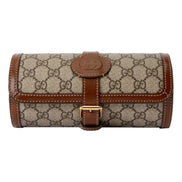 Gucci GG Supreme Canvas Leather Beige Brown Watch Case available at Queen Bee of Beverly Hills