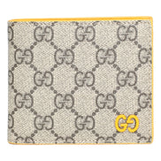 Gucci GG Supreme Canvas Leather Beige Yellow Bifold Wallet available at Queen Bee of Beverly Hills