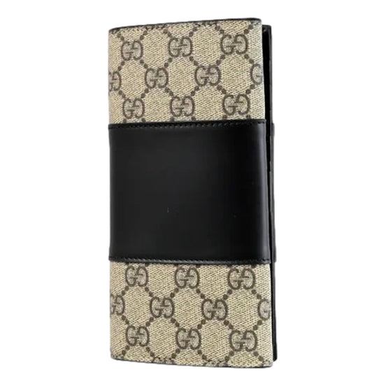 GUCCI GG Supreme Canvas Leather Long Wallet available at Queen Bee of Beverly Hills
