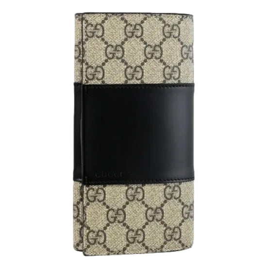 GUCCI GG Supreme Canvas Leather Long Wallet available at Queen Bee of Beverly Hills