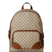 Gucci GG Supreme Canvas Leather Trim Brown Medium Backpack available at Queen Bee of Beverly Hills
