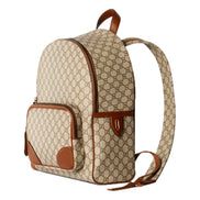 Gucci GG Supreme Canvas Leather Trim Brown Medium Backpack available at Queen Bee of Beverly Hills